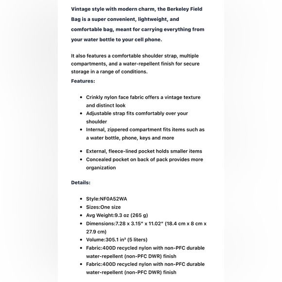 The North Face Berkeley Floral Field Bag, Mineral Purple Cactus - Picture 4 of 10